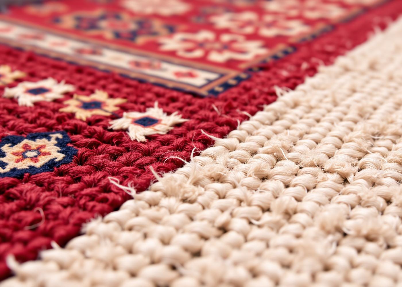 Detail of a hand-knotted Persian rug showing intricate patterns